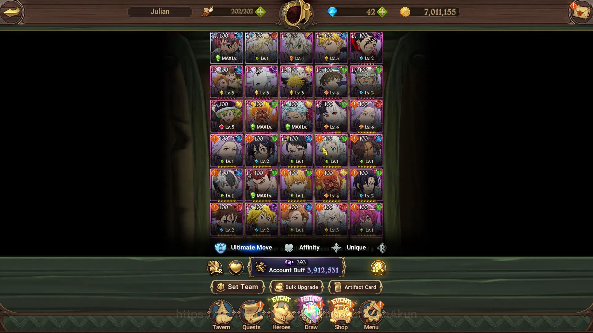 The Seven Deadly Sins: Grand Cross Accounts Midgame Asia|3,9M CC|2 LR+11 UR+13 5