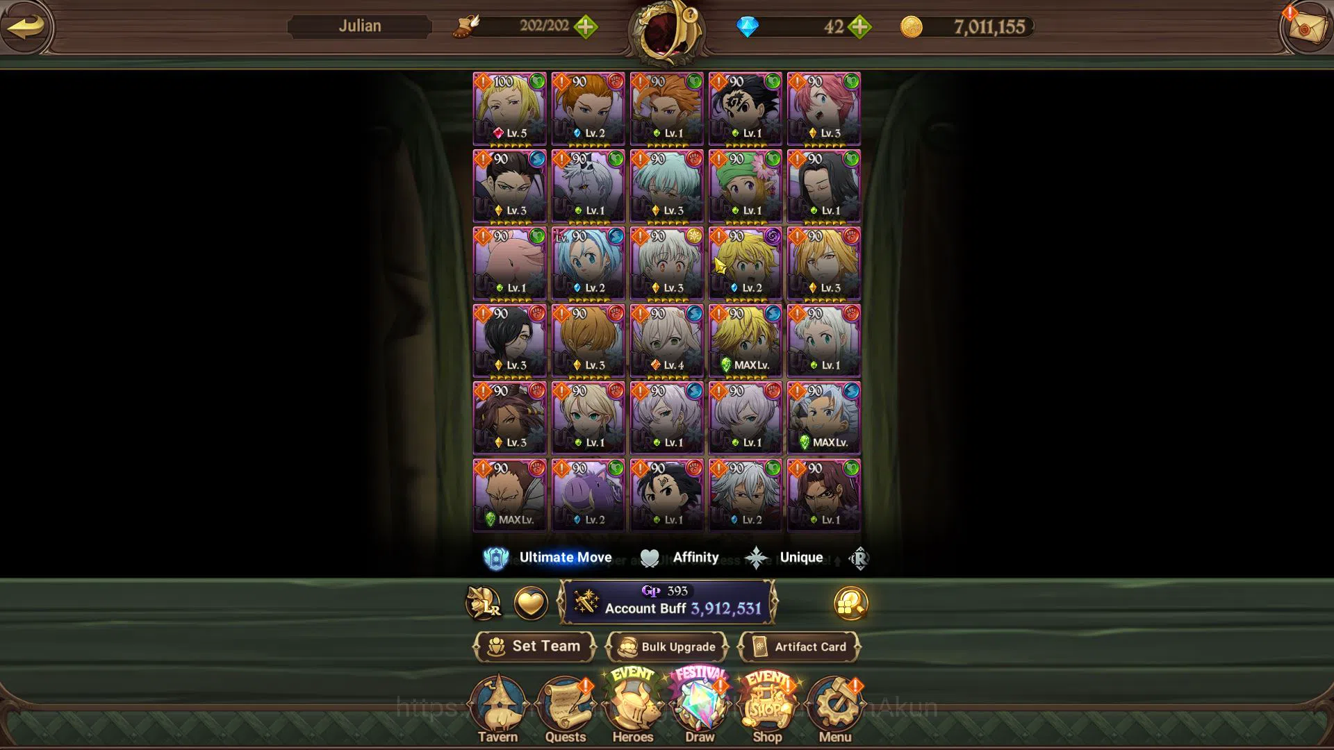 The Seven Deadly Sins: Grand Cross Accounts Midgame Asia|3,9M CC|2 LR+11 UR+13 6