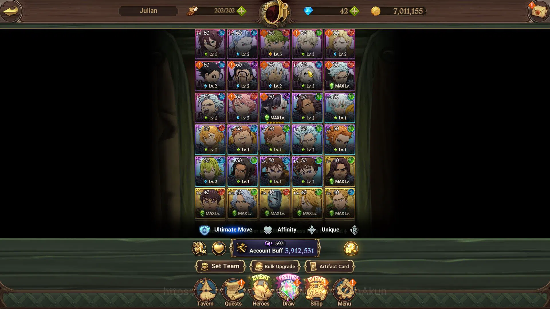 The Seven Deadly Sins: Grand Cross Accounts Midgame Asia|3,9M CC|2 LR+11 UR+13 9