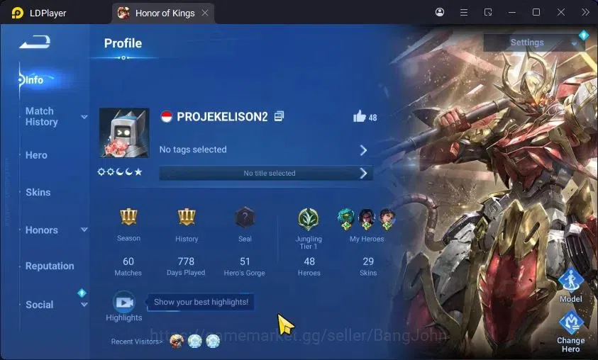 Honor of Kings Accounts Rare Skin Global|48 H 29 S|Legend: Wukong,Kaizer,Yao|SXD: HouYi|KIC: Luna|Many Epic|More|Check SS 1