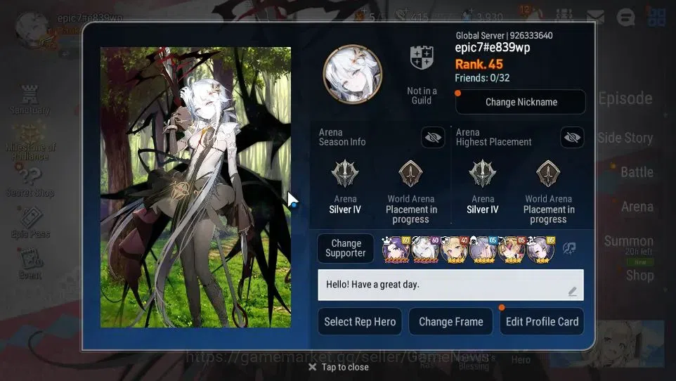Epic Seven Accounts GLOBAL Unverif|New Era|4 ML(Salome,LOTScales,Straz image 2