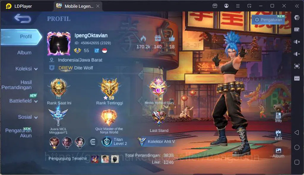 Mobile Legends: Bang Bang Accounts Hero 96|Skin 145|Kof Karina,Anniv Akai,Mythic Clin image 1