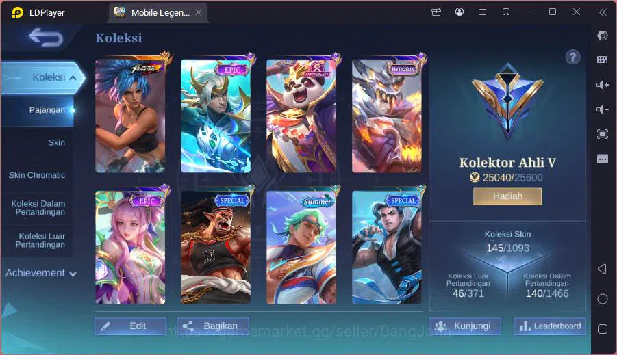 Mobile Legends: Bang Bang Accounts Hero 96|Skin 145|Kof Karina,Anniv Akai,Mythic Clin image 18