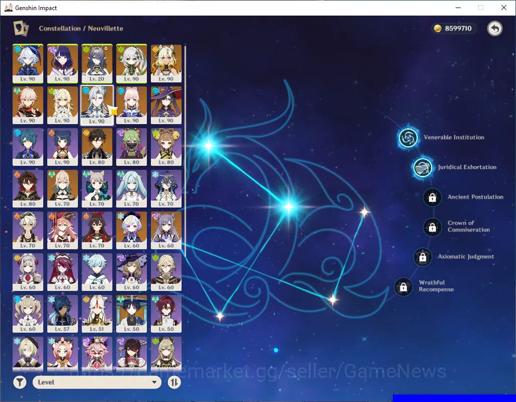 Genshin Impact Accounts Mid Game ASIA|AR 58|10 Limited +4(5*Weapon)|[NeuvilletteC2+sign,Kazuha+sign],NahidaC2|2skin|MC 4