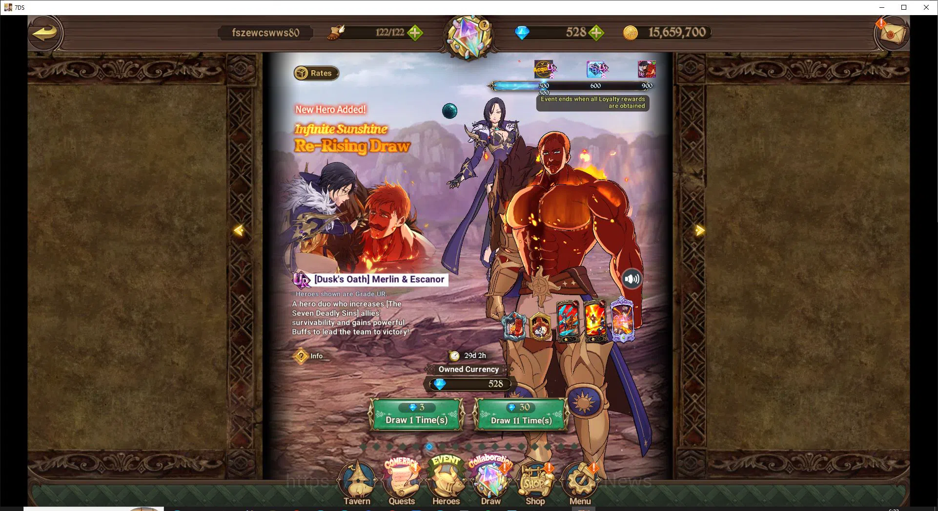 The Seven Deadly Sins: Grand Cross Accounts Starter Global Lvl 3|528 Gems|3 UR + Collab (Cocytus)+ ( Merlin&Escanorc, Demon 2