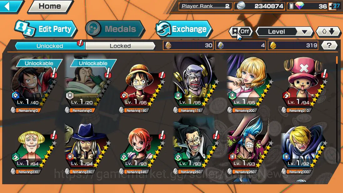 One Piece Bounty Rush Accounts Global| 3 EX| TFE Monkey D.Luffy,GP Gol D.Roger,BP image 4