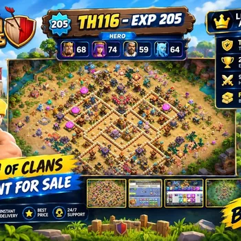 Clash of Clans Accounts High-End TH16 XP205 Low Price Account Heroes 93 87 59 70 42 9 Strong Hero Equipment Max Type Defense