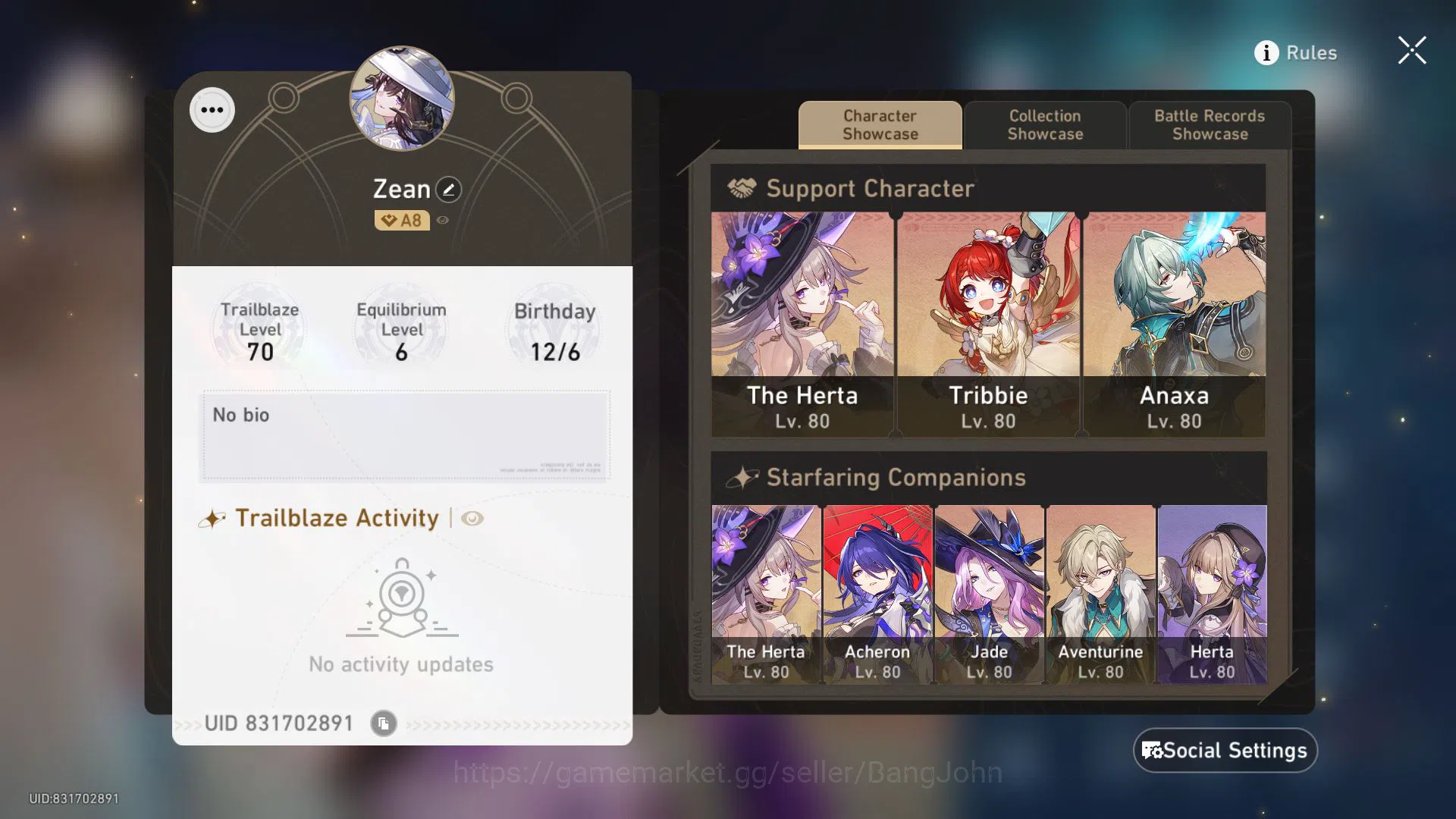 Honkai Star Rail Accounts ASIA | TL 70 | 19 Limit | Castorice | Cyrene | M7 image 1