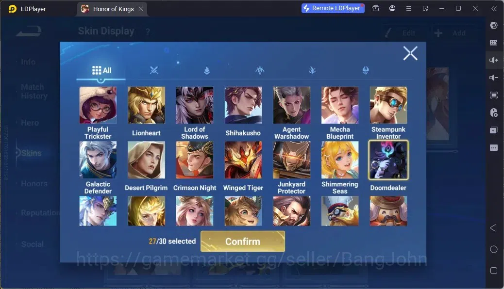 Honor of Kings Accounts Rare Skin Global|113H 183S|Legend:Musashi,Wukong|GM Gan&Mo|LOM Guiguzi|LNY 10