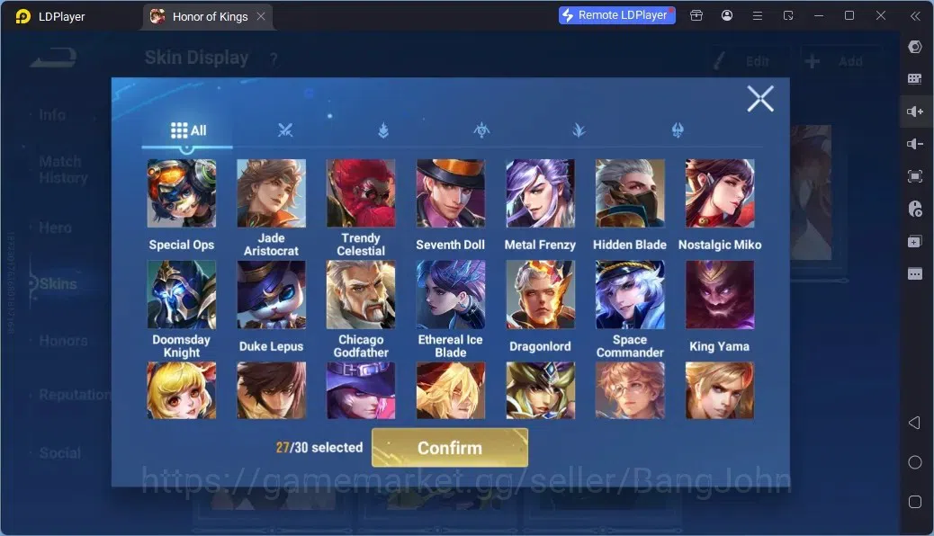 Honor of Kings Accounts Rare Skin Global|113H 183S|Legend:Musashi,Wukong|GM Gan&Mo|LOM Guiguzi|LNY 15