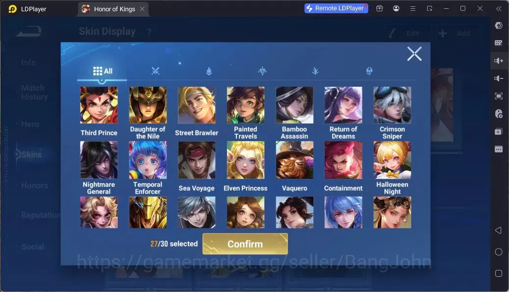 Honor of Kings Accounts Rare Skin Global|113H 183S|Legend:Musashi,Wukong|GM Gan&Mo|LOM Guiguzi|LNY 17