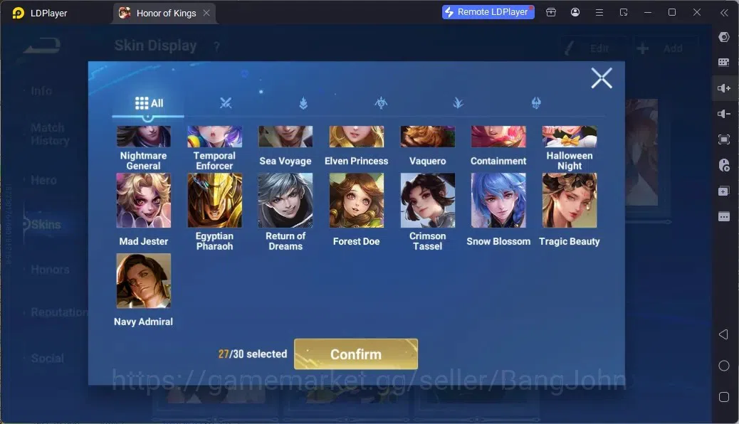 Honor of Kings Accounts Rare Skin Global|113H 183S|Legend:Musashi,Wukong|GM Gan&Mo|LOM Guiguzi|LNY 18