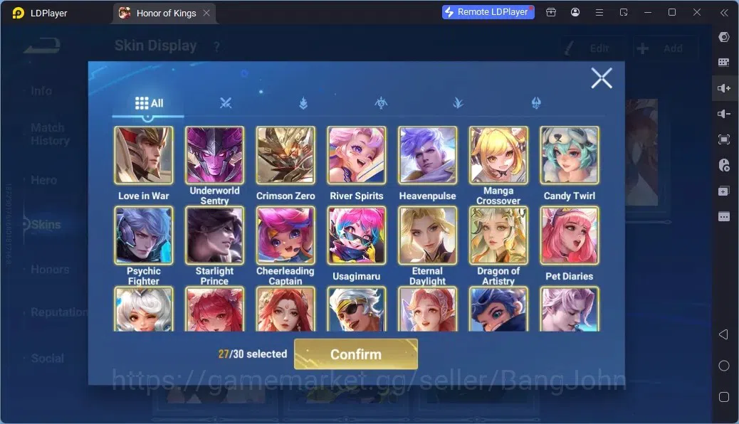 Honor of Kings Accounts Rare Skin Global|113H 183S|Legend:Musashi,Wukong|GM Gan&Mo|LOM Guiguzi|LNY 7