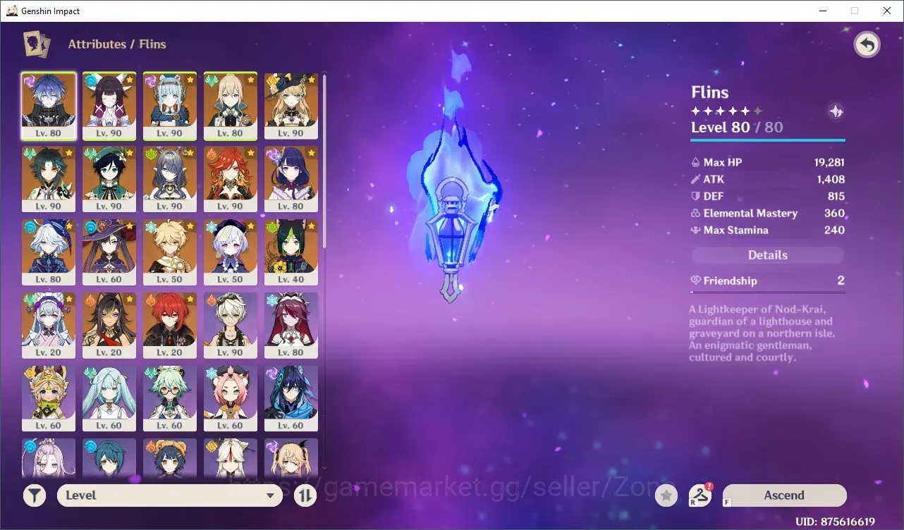 Genshin Impact Accounts Others ASIA|AR56|10Limit(Flins,Mavu,Furina,Lauma Etc) PremFlins,PremMavu|MC Aether|TakeMail(GI1467Z) 1