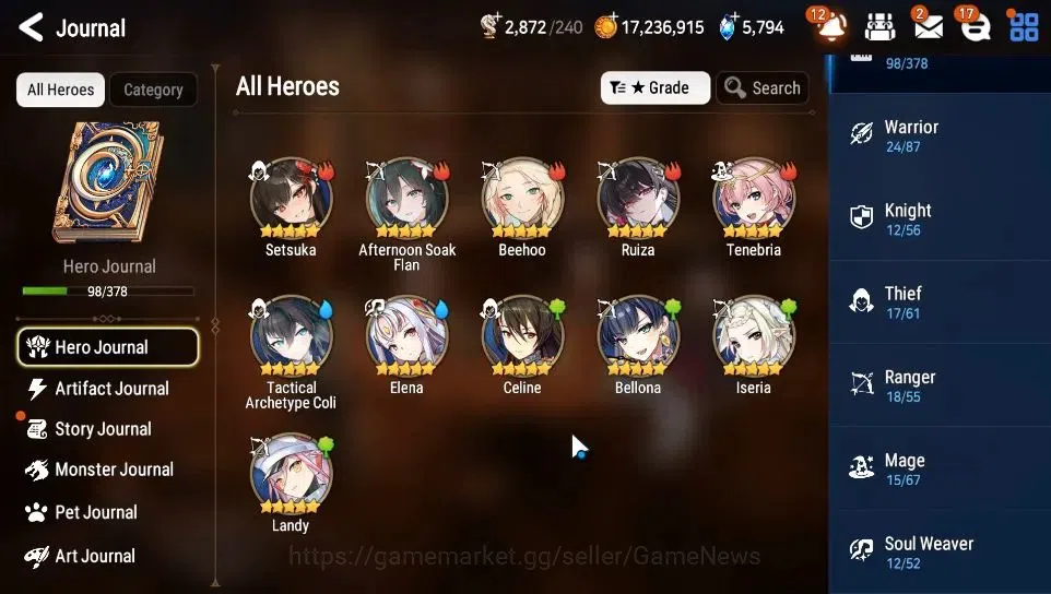 Epic Seven Accounts Limited Hero GLOBAL Unverif|New Era|6 ML(Salome,Solitaria otS,LC Bellona,Etc)+TA Coli,Setsuka,Etc|PoH 7