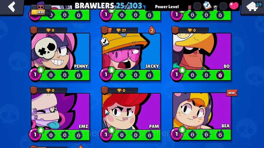 Brawl Stars Accounts 1836 Trophy|25 Brawlers 2 Max(Bibi,Kit)|5 Epic(Ama image 10