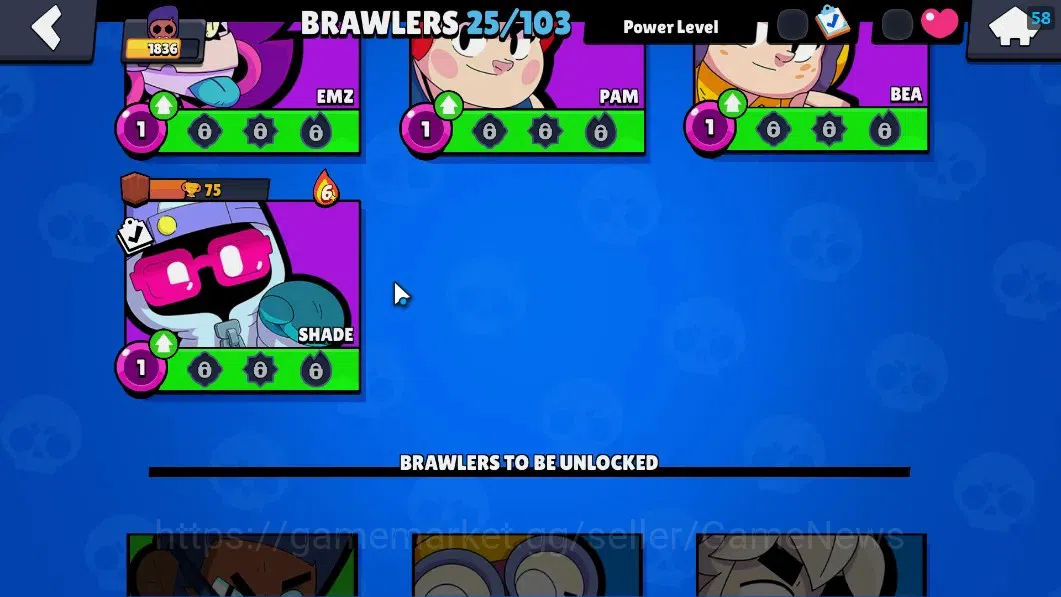 Brawl Stars Accounts 1836 Trophy|25 Brawlers 2 Max(Bibi,Kit)|5 Epic(Ama image 11