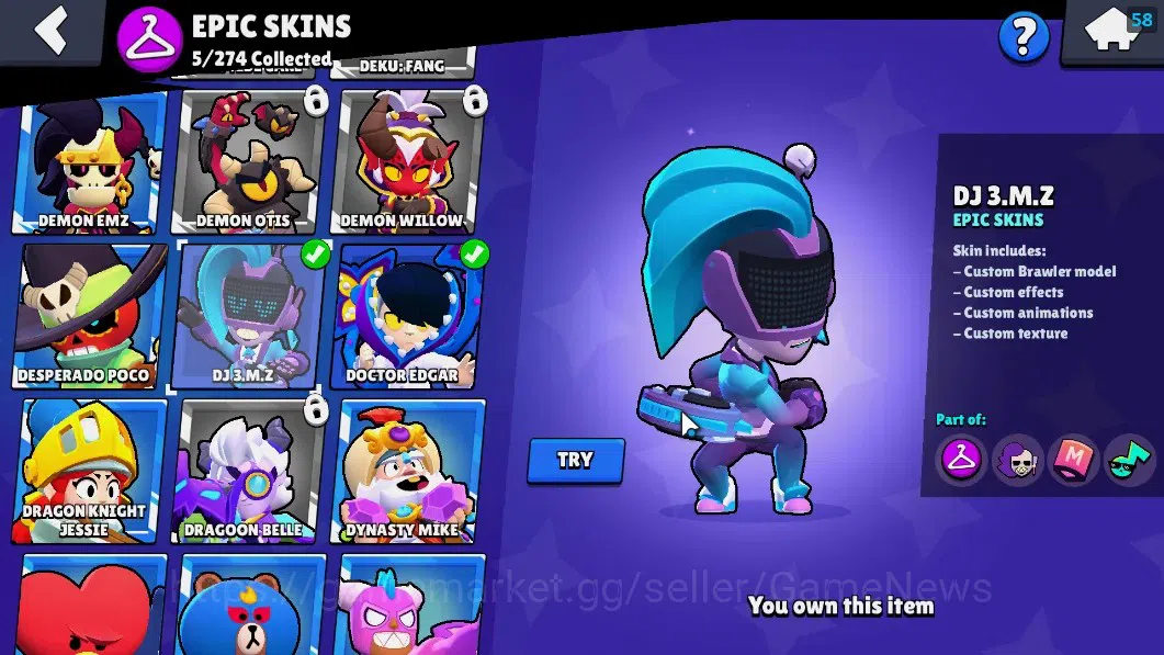 Brawl Stars Accounts 1836 Trophy|25 Brawlers 2 Max(Bibi,Kit)|5 Epic(Ama image 13