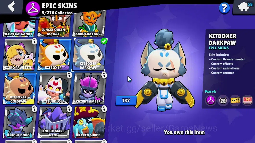Brawl Stars Accounts 1836 Trophy|25 Brawlers 2 Max(Bibi,Kit)|5 Epic(Ama image 15
