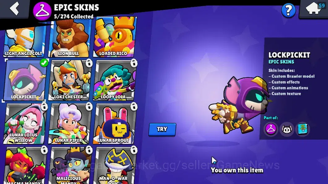 Brawl Stars Accounts 1836 Trophy|25 Brawlers 2 Max(Bibi,Kit)|5 Epic(Ama image 16