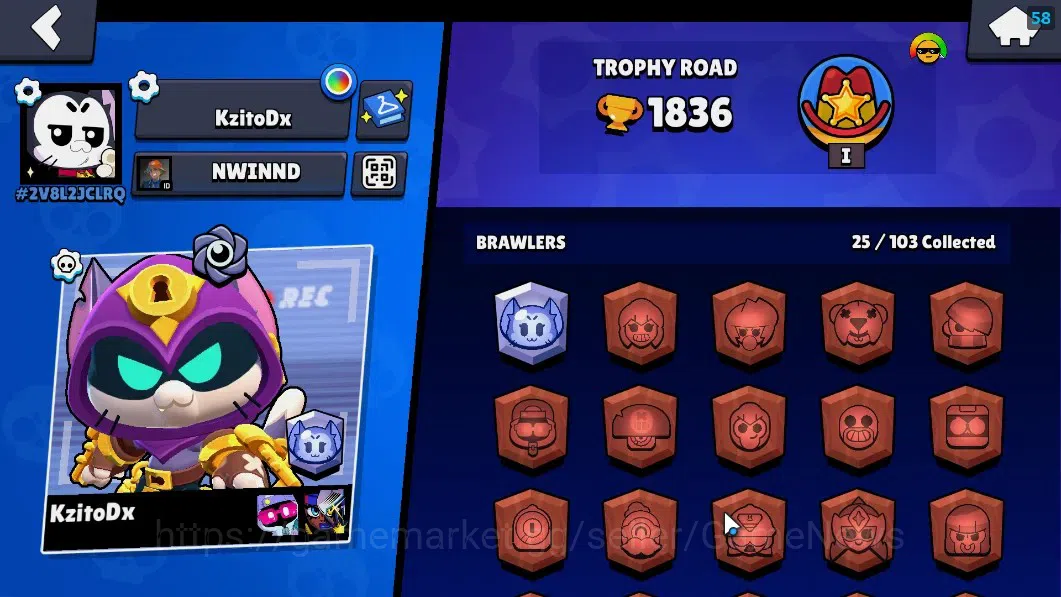 Brawl Stars Accounts 1836 Trophy|25 Brawlers 2 Max(Bibi,Kit)|5 Epic(Ama image 2