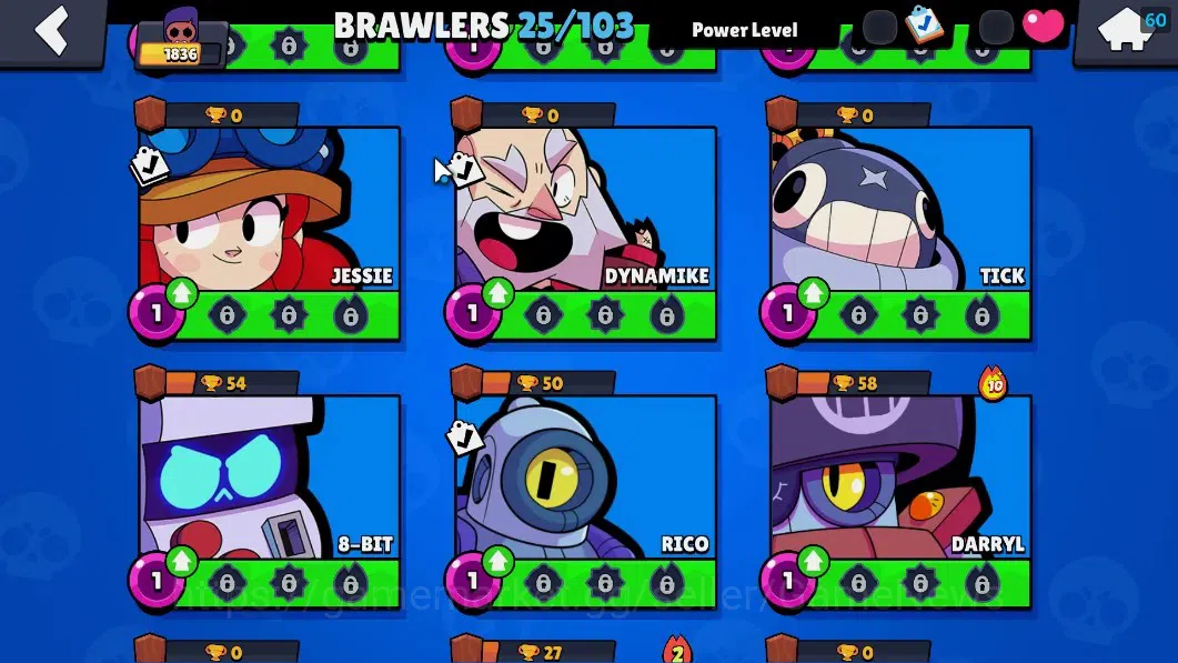 Brawl Stars Accounts 1836 Trophy|25 Brawlers 2 Max(Bibi,Kit)|5 Epic(Ama image 9