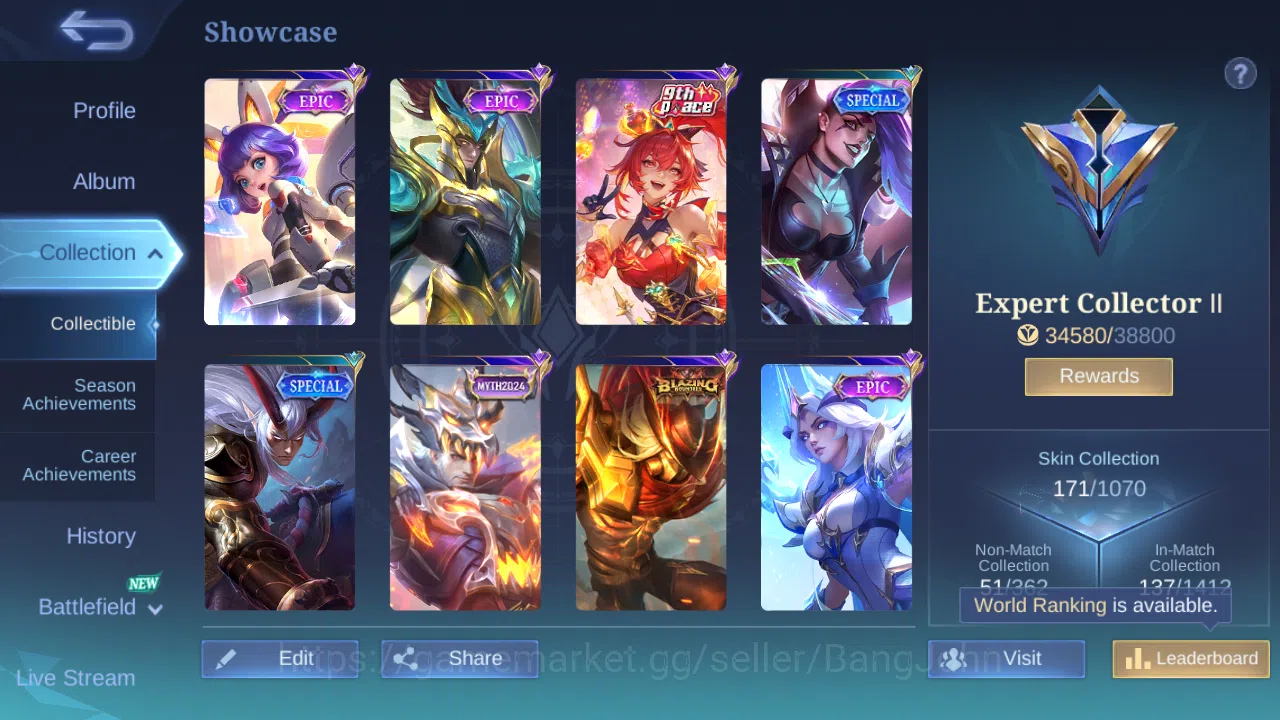 Mobile Legends: Bang Bang Accounts Hero 120 | skin 171 | cc natalia | epic nana | epi image 2