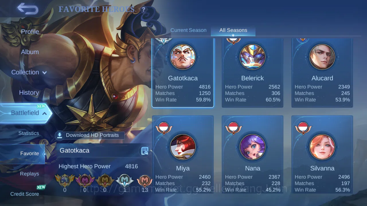 Mobile Legends: Bang Bang Accounts Hero 120 | skin 171 | cc natalia | epic nana | epi image 3