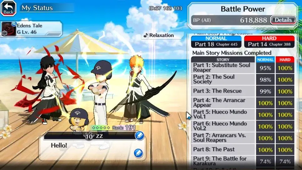 Bleach: Brave Souls Accounts High-End [GLOBAL]40K Orb|2 New Renewd Ichigo,TYBW26 Gisele,SwimSuit26 Gisele,DremT Ichigo,Duo 4
