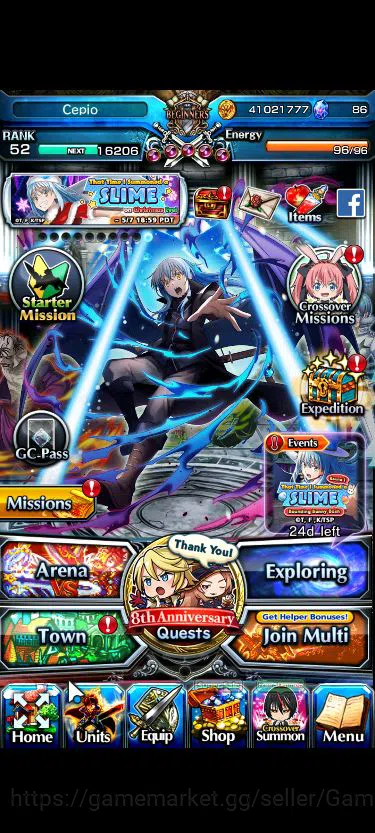 Grand Summoners Accounts Starter Global|Rank 52|6 Ascend+2 TW|[Inumuta,Rimuru]+TW,Chloe,Shishio,Elnore,Sanageyama|Lpot 2