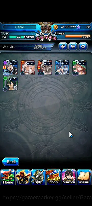 Grand Summoners Accounts Starter Global|Rank 52|6 Ascend+2 TW|[Inumuta,Rimuru]+TW,Chloe,Shishio,Elnore,Sanageyama|Lpot 4
