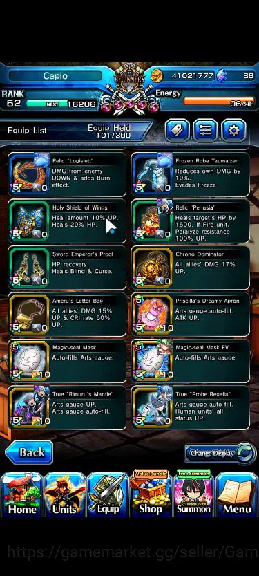 Grand Summoners Accounts Starter Global|Rank 52|6 Ascend+2 TW|[Inumuta,Rimuru]+TW,Chloe,Shishio,Elnore,Sanageyama|Lpot 7