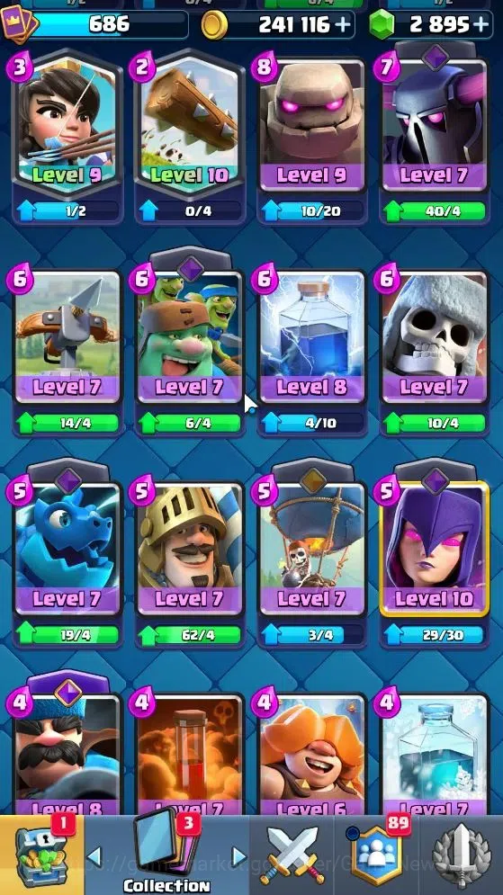 Clash Royale Accounts High-End KTL 10|Trophy 4216|Total Card 88|1 Hero 4 EVO 7 Legend 36 Epic 32 Rare 12 16