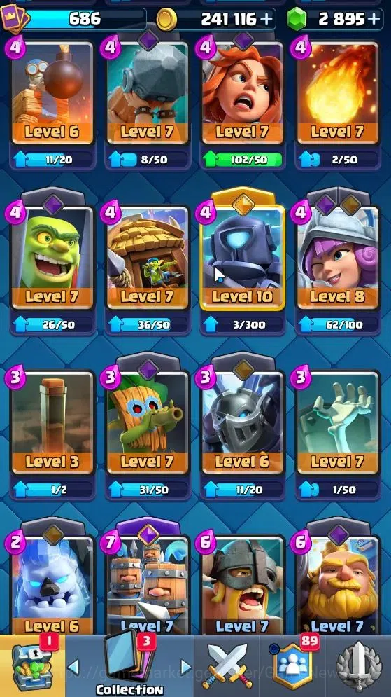 Clash Royale Accounts High-End KTL 10|Trophy 4216|Total Card 88|1 Hero 4 EVO 7 Legend 36 Epic 32 Rare 12 19