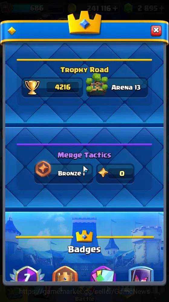 Clash Royale Accounts High-End KTL 10|Trophy 4216|Total Card 88|1 Hero 4 EVO 7 Legend 36 Epic 32 Rare 12 3