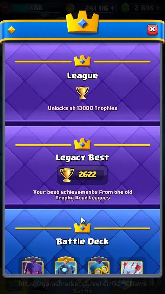 Clash Royale Accounts High-End KTL 10|Trophy 4216|Total Card 88|1 Hero 4 EVO 7 Legend 36 Epic 32 Rare 12 5