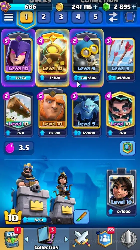 Clash Royale Accounts High-End KTL 10|Trophy 4216|Total Card 88|1 Hero 4 EVO 7 Legend 36 Epic 32 Rare 12 7