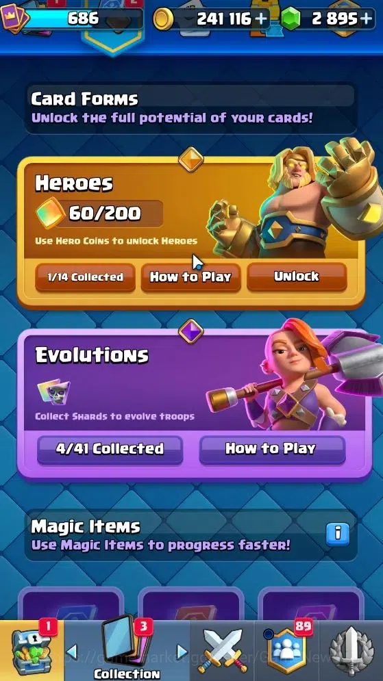 Clash Royale Accounts High-End KTL 10|Trophy 4216|Total Card 88|1 Hero 4 EVO 7 Legend 36 Epic 32 Rare 12 8