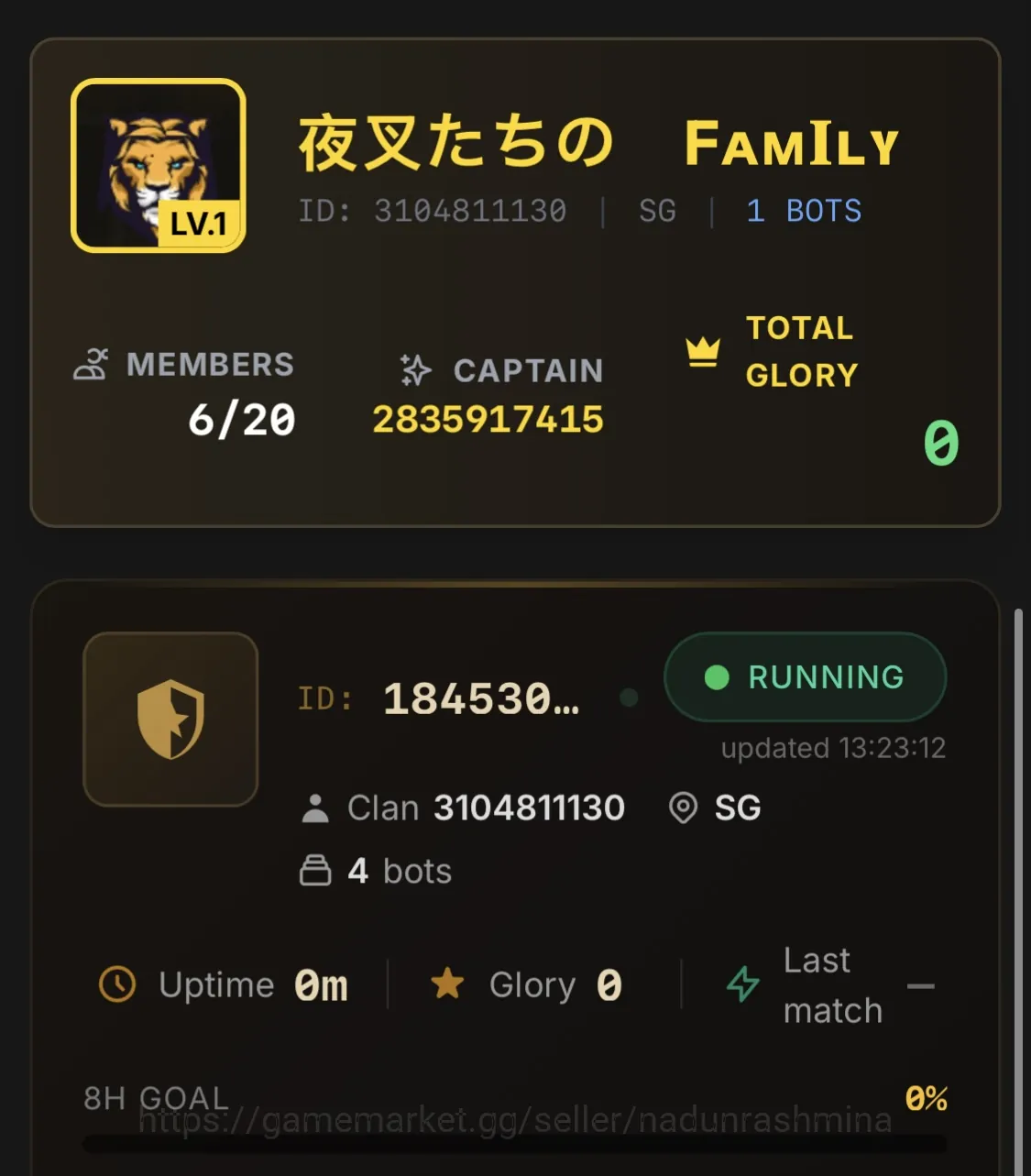 Free Fire Others FOR FREE FIRE GUILD GLORY BOTS FOR LEVEL UP THE GUILD 1