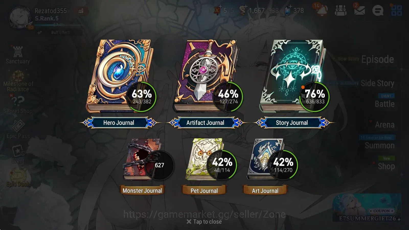 Epic Seven Accounts High-End ASIA Verif 34ML (Zio, Peira, Iylnav, Harsetti, LOTScales Etc.)|PoH ON|SS 1.6K|Stove(ES752Z) 19