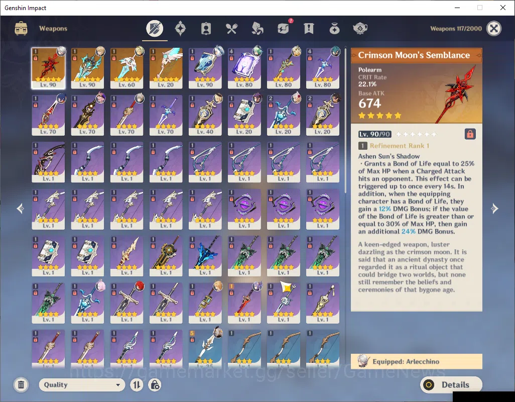 Genshin Impact Accounts ASIA|AR 55|4 Limited+4(*5Weapon)|(ArlecchinoC1,Var image 12
