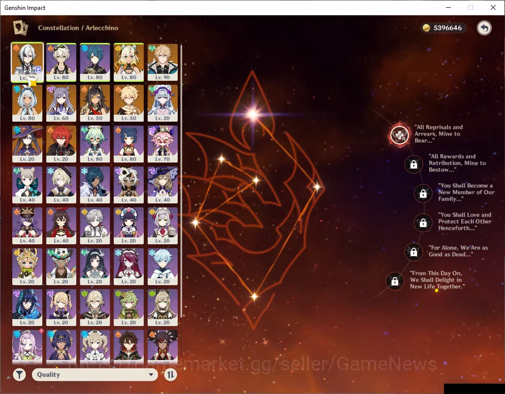 Genshin Impact Accounts ASIA|AR 55|4 Limited+4(*5Weapon)|(ArlecchinoC1,Var image 13