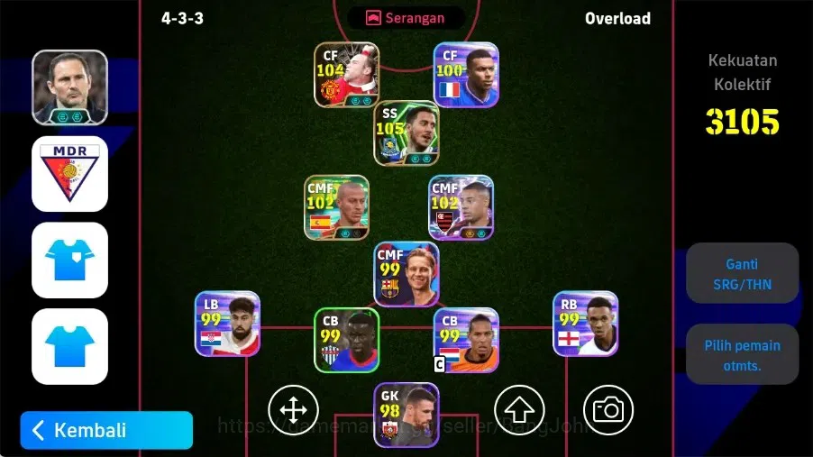 eFootball Accounts Legends & Iconic Players Mobile|PW 3105|Lionel Messi Show T,Eden Hazard Epic,Wayne Rooney Epic,Thiago 1