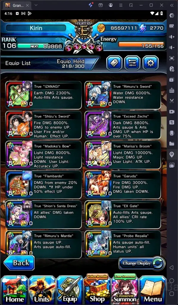 Grand Summoners Accounts Global | Rank 106 |Houka Inumuta Lv120 TW, Kirisam image 10