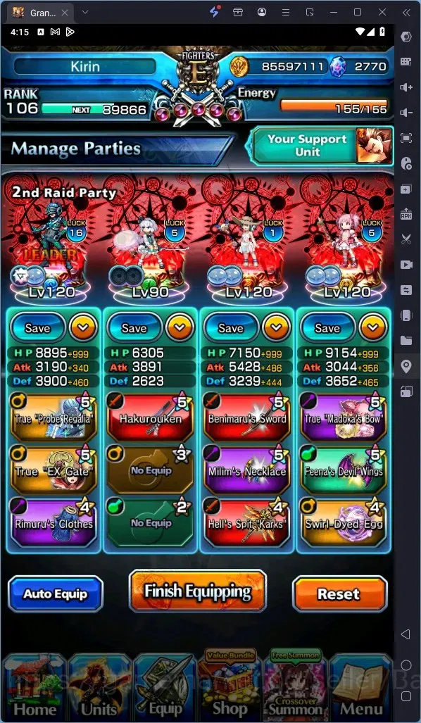 Grand Summoners Accounts Global | Rank 106 |Houka Inumuta Lv120 TW, Kirisam image 8