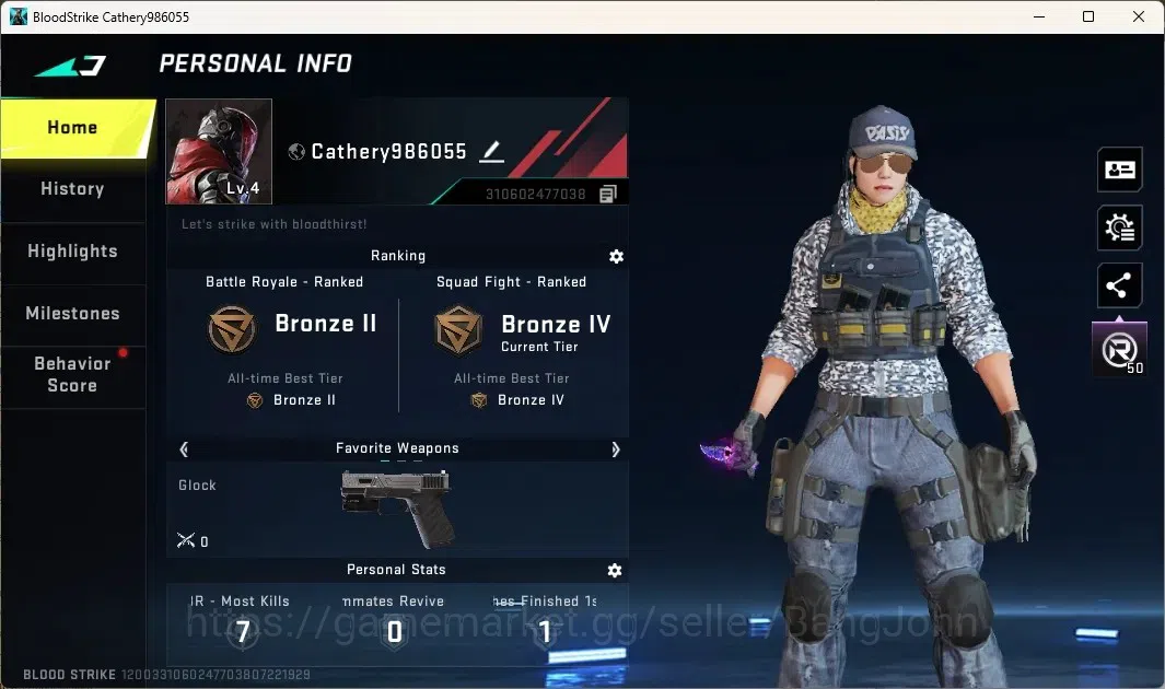 Blood Strike Accounts Rare Skin ASIA | ULTRA MELEE: Butterfly Knife - Starfall|ULTRA GUN: AK47 - Hellbound|2 Legendary 1