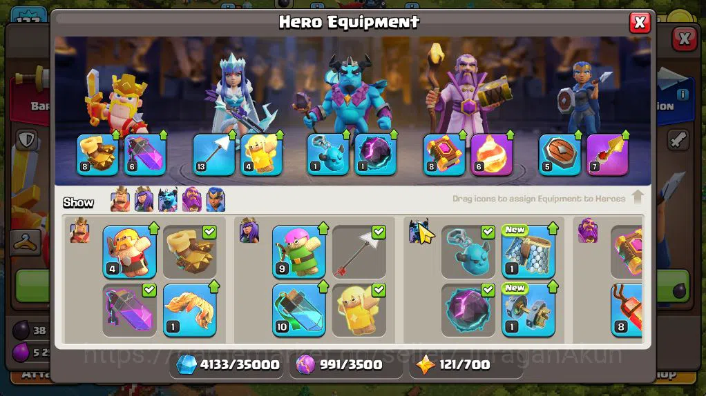 Clash of Clans Accounts Starter TH 13 - BH 8|Limited Skin|LV 137|HH 7|BK 46,AQ 63,GW 29,MP 36,RC 3|CN OFF|Protect ON|TAKE 5
