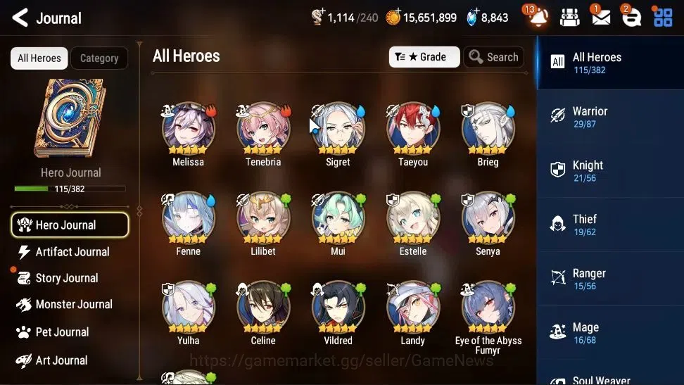 Epic Seven Accounts Starter GLOBAL Verif|New Era|8 ML(SN Yulha,LC Bellona,etc)+Estelle,AB Fumyr,Etc|Theater OFF+Newbie 7