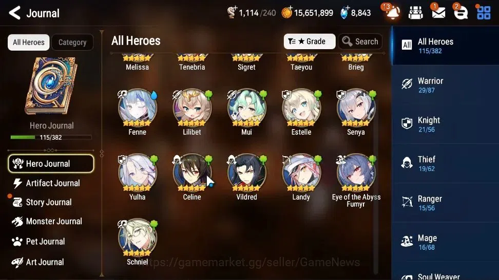 Epic Seven Accounts Starter GLOBAL Verif|New Era|8 ML(SN Yulha,LC Bellona,etc)+Estelle,AB Fumyr,Etc|Theater OFF+Newbie 8