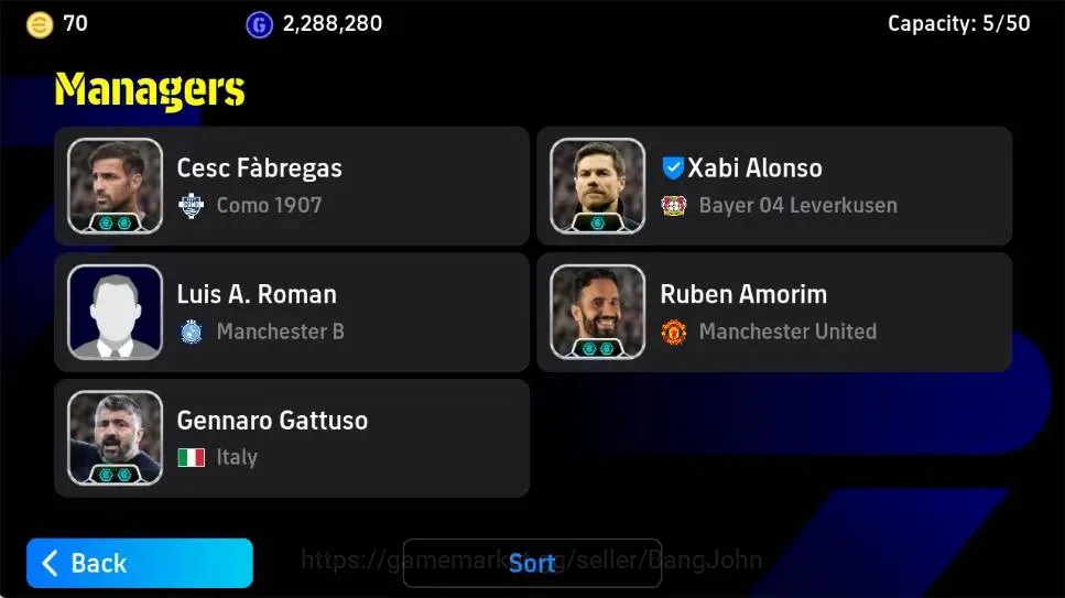 eFootball Accounts Legends & Iconic Players Mobile|PW 3166|Fabio Cannavaro Epic,Fernando Morientes Epic,Gabriel Batistuta 2